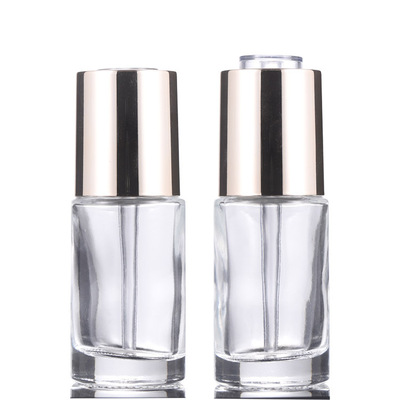 Glass Dropper Bottle with Automatic Lid For Cosmetic Use