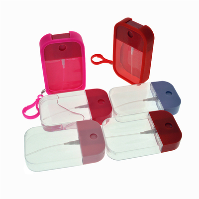 30ml 45ml 50ml Touch Land Plastic Credit Card Spray Bottle with Silicone Case Key Chain For Hand Sanitizer Perfume